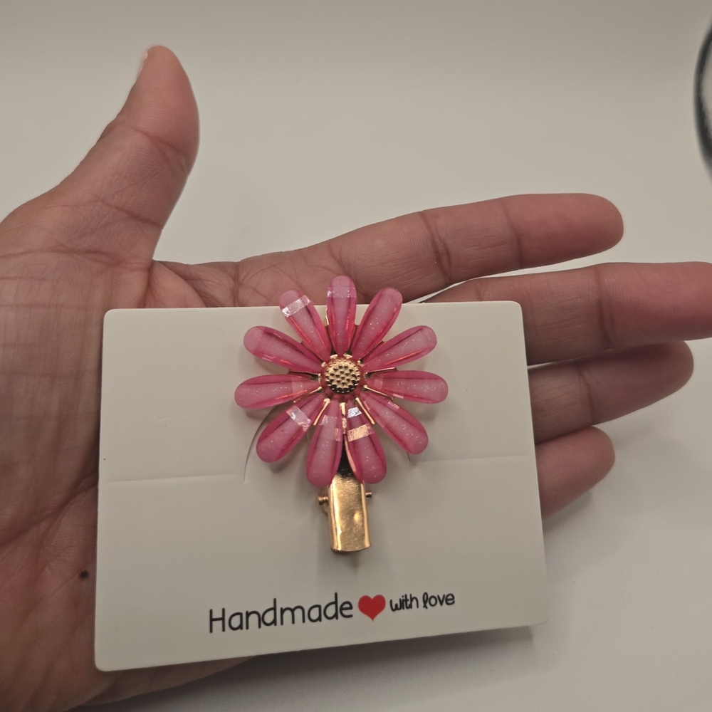 Pink Flower Hair Clip